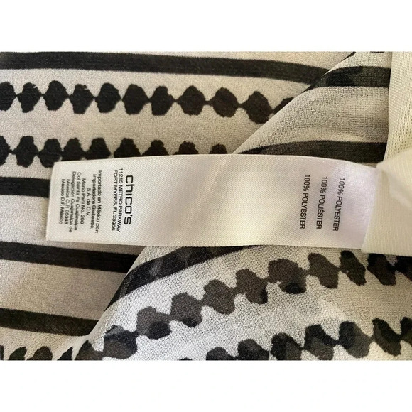 Chico’s Women's Ivory & Cream Striped Polka Dot Back Zipper Midi Skirt Size 2 - Picture 5 of 5